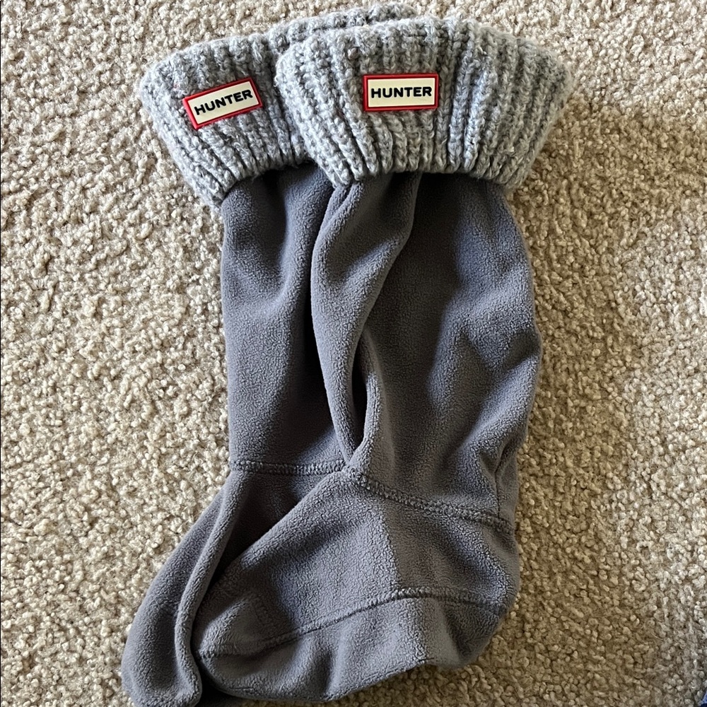 Hunter Gray Fleece Boot Liners with Knit Cuff